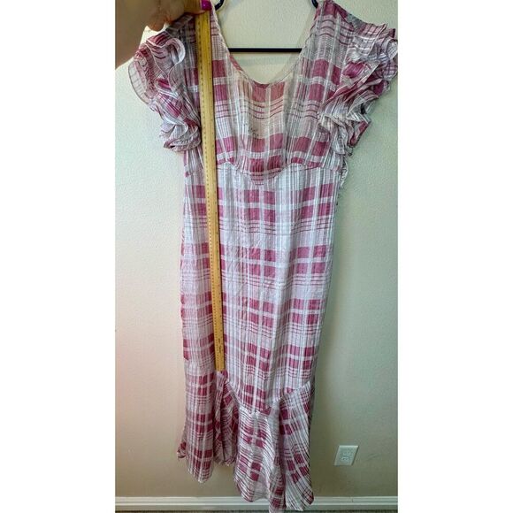 NWT Love Shack Fancy x  Free People Silk Sloane Blush Plaid Silk Maxi Dress XS - Picture 10 of 13